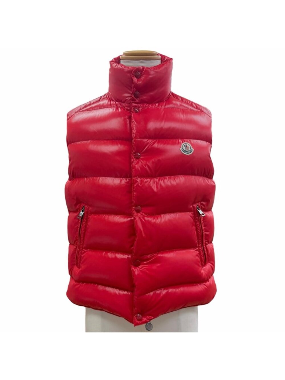 Moncler Tib Logo Patch Double Zip Up Gilet Down Vest Red